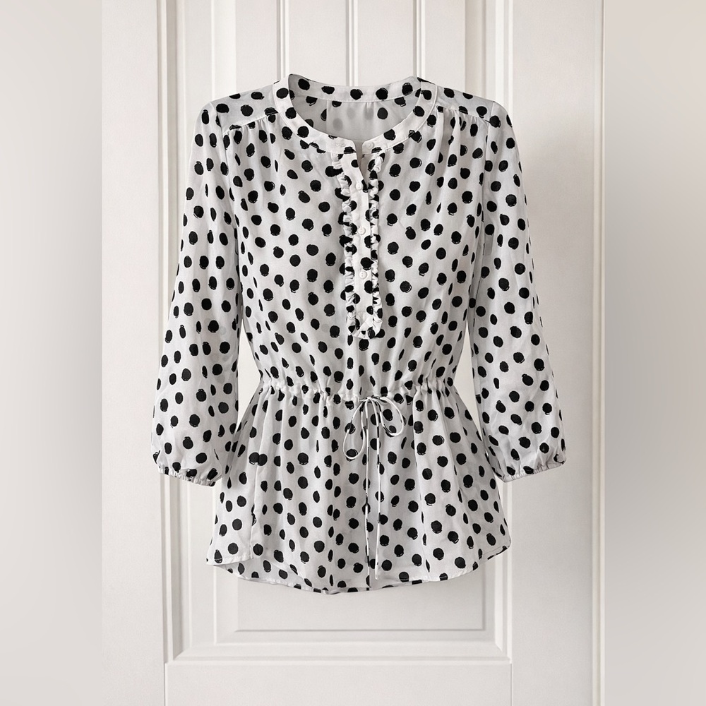 Liz Claiborne Black and White Polka Dot Blouse